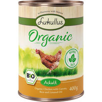 Produktbild von Lukullus Bio Hundefutter Adult Huhn mit Karotte glutenfrei 6 x 400 g - 6 x 400 g