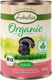 Produktbild von Lukullus Bio Hundefutter Adult Pute mit Zucchini glutenfrei 6 x 400 g - 6 x 400 g