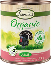 Produktbild von Lukullus Bio Hundefutter Adult Pute mit Zucchini glutenfrei 6 x 800 g - 6 x 800 g