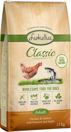 Produktbild von Lukullus Classic Hundefutter Huhn und Lachs ohne Farb- und Aromastoffe sowie Konservierungsstoffe 12 kg - 12 kg