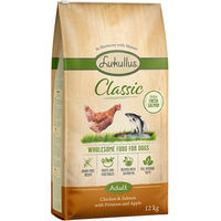 Produktbild von Lukullus Classic Hundefutter Huhn und Lachs ohne Farb- und Aromastoffe sowie Konservierungsstoffe 12 kg - 12 kg