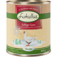 Produktbild von Lukullus Hundefutter Winter-Menü Gans Stückchen in Sauce mit hohem Fleischanteil 6 x 800 g