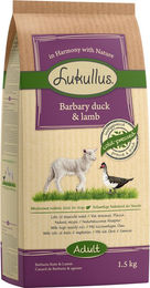 Produktbild von Lukullus Kaltgepresstes Hundefutter Barbarie-Ente und Lamm für Adult, glutenfrei, 1,5 kg - 1,5 kg