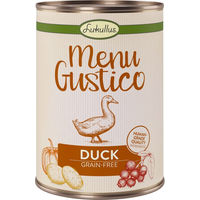 Produktbild von Lukullus Menu Gustico Hundefutter Ente mit Karotte Preiselbeeren und Rosmarin Stückchen in Sauce getreidefrei 12 x 400 g - 12 x 400 g