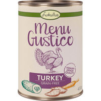 Produktbild von Lukullus Menu Gustico Hundefutter Pute mit Süßkartoffel Zucchini und Karotten getreidefrei monoprotein 6 x 400 g - 6 x 400 g