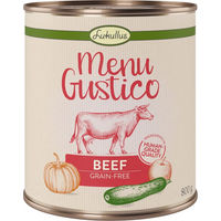 Produktbild von Lukullus Menu Gustico Hundefutter Rind mit Kürbis, Apfel und Oregano Stückchen in Sauce, getreidefrei und monoprotein, 12 x 800 g - 6 x 800 g