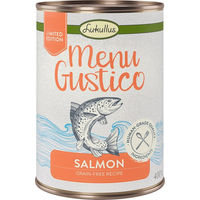 Produktbild von Lukullus Menu Gustico Katzenfutter Lachs mit Karotte Luzerne und Spinat getreidefrei monoprotein 6 x 400 g - 6 x 400 g
