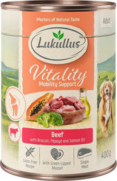 Produktbild von Lukullus Nassfutter für Hunde Adult Rind und Lachs getreidefrei und glutenfrei 6 x 400 g - 6 x 400 g