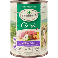 Produktbild von Lukullus Naturkost Hund Senior Getreidefrei Kalb und Pute 6 x 400 g - 6 x 400 g