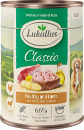 Produktbild von Lukullus Naturkost Hundefutter Adult Geflügel und Lamm getreidefrei 24 x 400 g - 24 x 400 g