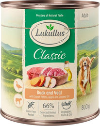 Produktbild von Lukullus Naturkost Hundefutter Adult Getreidefrei Ente & Kalb 6 x 800 g - 6 x 800 g