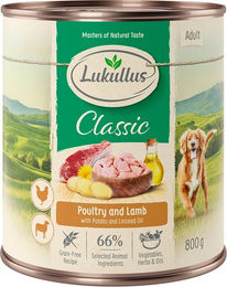 Produktbild von Lukullus Naturkost Hundefutter Adult Getreidefrei Geflügel und Lamm 6 x 800 g - 6 x 800 g