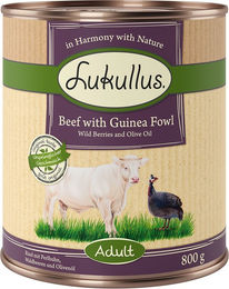 Produktbild von Lukullus Naturkost Hundefutter Adult Getreidefrei Rind und Truthahn 6 x 800 g - 6 x 800 g