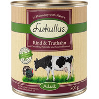 Produktbild von Lukullus Naturkost Hundefutter Adult Getreidefrei Rind und Truthahn 6 x 800 g - 6 x 800 g