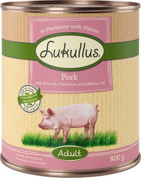 Produktbild von Lukullus Naturkost Hundefutter Adult Getreidefrei Schwein 6 x 800 g - 6 x 800 g