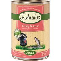 Produktbild von Lukullus Naturkost Hundefutter Adult Getreidefrei Truthahn und Forelle 6 x 400 g
