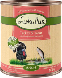 Produktbild von Lukullus Naturkost Hundefutter Adult Getreidefrei Truthahn und Forelle 6 x 800 g - 6 x 800 g