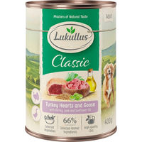 Produktbild von Lukullus Naturkost Hundefutter Adult Putenherzen und Gans getreidefrei 24 x 400 g - 24 x 400 g