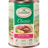 Produktbild von Lukullus Naturkost Hundefutter Adult Rind und Truthahn getreidefrei 24 x 400 g - 24 x 400 g