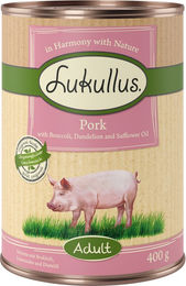Produktbild von Lukullus Naturkost Hundefutter Adult Schwein getreidefrei 24 x 400 g - 24 x 400 g