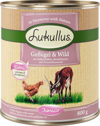 Produktbild von Lukullus Naturkost Junior Hund Geflügel & Wild getreidefrei 6 x 800 g - 6 x 800 g
