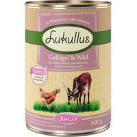 Produktbild von Lukullus Naturkost Junior Hundefutter Geflügel und Wild Getreidefrei mit hohem Fleischanteil 6 x 400 g - 6 x 400 g