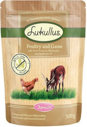 Produktbild von Lukullus Naturkost Junior Hundefutter Geflügel & Wild Getreidefrei 6 x 300 g