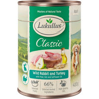 Produktbild von Lukullus Naturkost Katzenfutter Adult Wildkaninchen und Truthahn getreidefrei 24 x 400 g - 24 x 400 g
