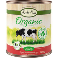 Produktbild von Lukullus Organic Hundefutter Adult Rind mit Apfel glutenfrei Bio 6 x 800 g - 6 x 800 g