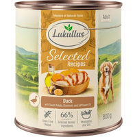 Produktbild von Lukullus Selected Recipes Hundefutter Ente 6 x 800 g ohne Farb- und Aromastoffe sowie Konservierungsstoffe - 6 x 800 g