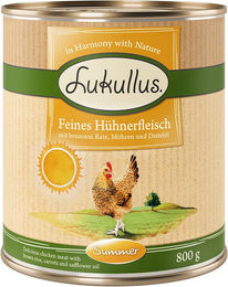 Produktbild von Lukullus Sommer-Menü Hund Hühnerfleisch mit hohem Fleischanteil ohne Konservierungsstoffe 6 x 800 g