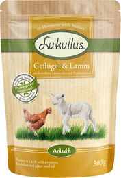 Produktbild von Lukullus Sparpaket Geflügel und Lamm Stückchen in Sauce getreidefrei 48 x 300 g - 48 x 300 g