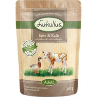 Produktbild von Lukullus Sparpaket Hundefutter Ente und Kalb Stückchen in Sauce getreidefrei 48 x 300 g