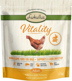 Produktbild von Lukullus Vitality Hundefutter Huhn getreidefrei und glutenfrei zur Unterstützung der Verdauung 1 kg - 1 kg