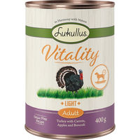 Produktbild von Lukullus Vitality Light Hundefutter Truthahn Stückchen in Sauce getreidefrei 6 x 400 g - 6 x 400 g