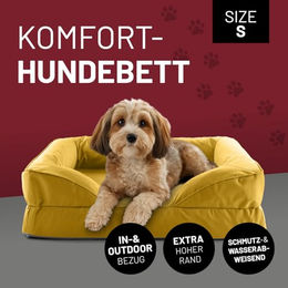 Lumaland orthopädisches Hundebett mit Memory Foam für kleine Hunde Gelb 70x60 cm – Bild 1 von 6