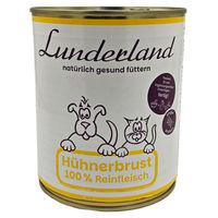 Produktbild von Lunderland Hühnerbrust Nassfutter für Hunde und Katzen Monoprotein Ausschlussdiät 800g Dose