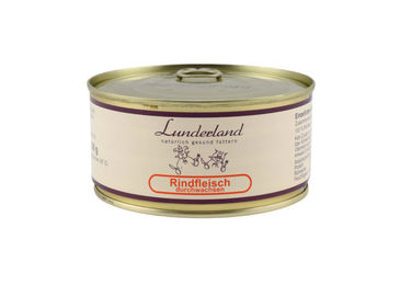 Lunderland Hundefutter Rindfleisch durchwachen 100% Reinfleisch BARF 300g Dose - 5 x 300 g – Bild 1 von 3