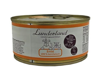 Lunderland Reinfleisch Ente Monoprotein Nassfutter für Hunde und Katzen 300g Dose Allergikergeeignet – Bild 1 von 2