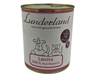 Lunderland Reinfleisch Lachs 800g Dose Einzelfuttermittel für Hunde und Katzen mit 100% frischem Lachsfilet ohne Zusatz von Wasser, Bindemitteln oder Füllstoffen – Bild 1 von 1