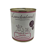 Produktbild von Lunderland Reinfleisch Lachs 800g Dose Einzelfuttermittel für Hunde und Katzen mit 100% frischem Lachsfilet ohne Zusatz von Wasser, Bindemitteln oder Füllstoffen