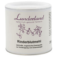 Produktbild von Lunderland Rinderblutmehl 250 g Pulver als Nahrungsergänzung und Aufbaufutter für Hunde