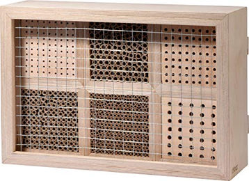 LUXUS-INSEKTENHOTELS Dobar Wildbienenhotel aus Buchenholz mit Schutzrahmen und Papierröllchen 45 x 15 x 31 cm – Bild 1 von 13