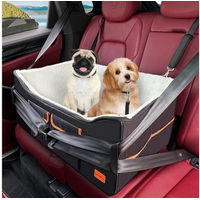 Produktbild von LuxusKollektion Hunde-Autositz aus Nylon in Schwarz für kleine bis mittlere Hunde mit Aufbewahrungstaschen und Sicherheitsleine