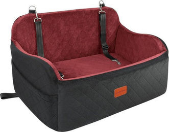 LuxusKollektion Hunde-Autositz mit Memory Foam und Sicherheitsleine in Schwarz-Rot Größe L – Bild 1 von 4
