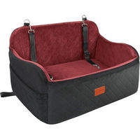 Produktbild von LuxusKollektion Hunde-Autositz mit Memory Foam und Sicherheitsleine in Schwarz-Rot Größe L
