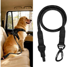 LuxusKollektion Hundesicherheitsgurt aus Nylon in Schwarz mit 95 cm Anschnallgurt und Karabiner für Hunde – Bild 1 von 5