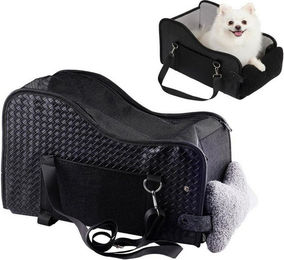 LuxusKollektion Hundesitz und Autositz für Hunde und Katzen Schwarz aus Polyester klappbar – Bild 1 von 3