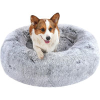 Produktbild von LuxusKollektion Orthopädisches Hundebett rund aus Plüsch Grau Größe L