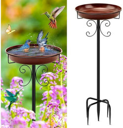 LuxusKollektion Vogeltränke aus Metall in Antik Braun 35 Inch für Vögel im Garten – Bild 1 von 4